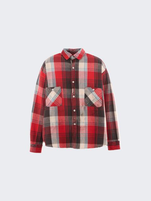 SAINT M×××××× Flannel Shirt Red And Grey Plaid