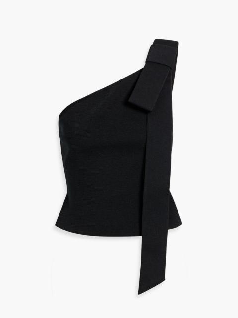 Cult Gaia Nomi one-shoulder bow-detailed stretch-knit top