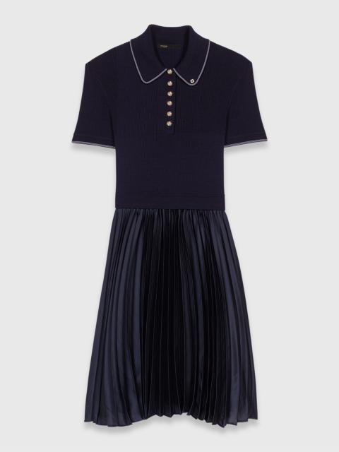 maje Mini pleated polo collar dress