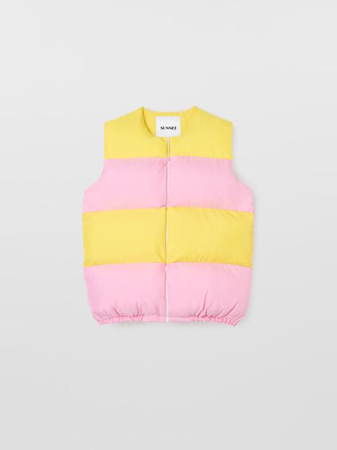 SUNNEI PUFFY GILET / pink & bright yellow