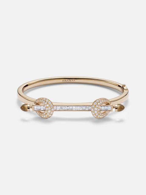 ANANYA Chakra Icon 18kt gold bangle with diamonds and quartz