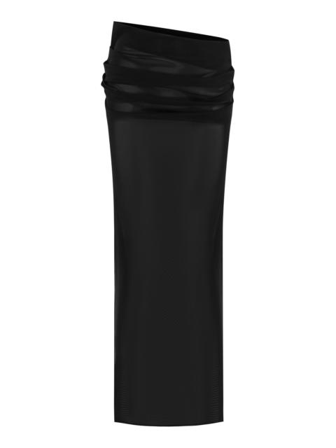 ALEX PERRY Draped Power Mesh Maxi Skirt black