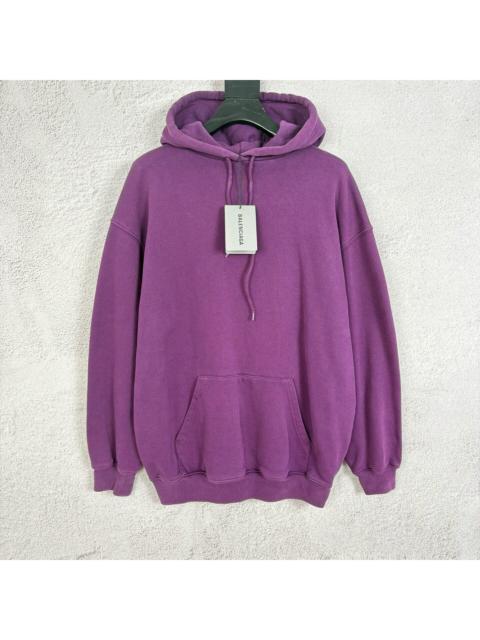 BALENCIAGA Balenciaga Purple Back Logo Print Hooded Sweater
