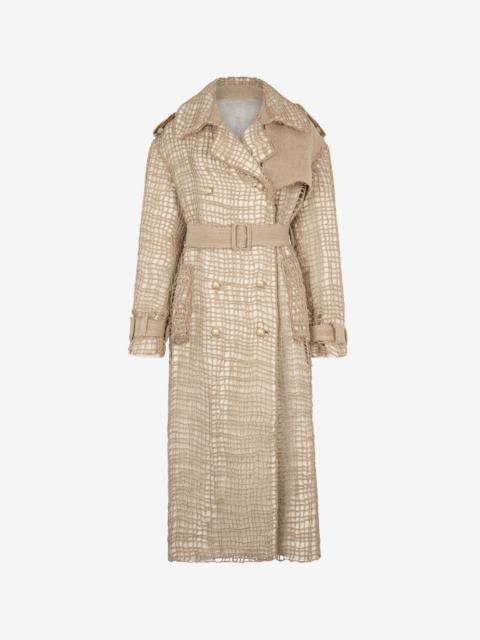 Roberto Cavalli Grid Trench Coat with belt