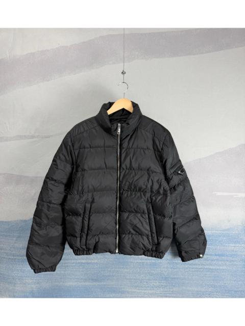 Prada Prada Black Down Jacket with Triangle Logo and Zip Closure