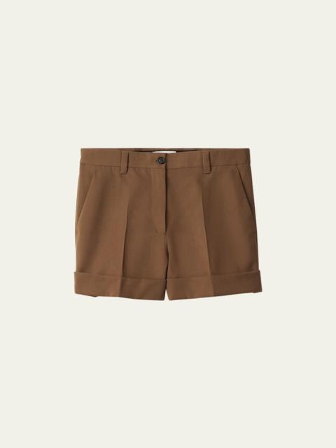 Miu Miu Logo Gabardine Low-Waist Bermuda Shorts