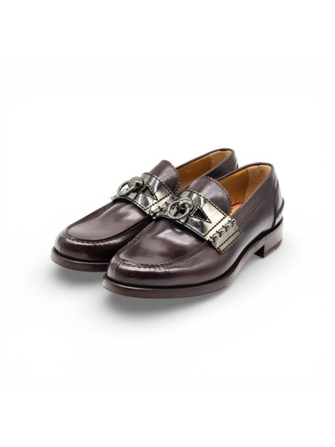 Christian Louboutin Leather Loafers with metal ornament Brown EU 40 US 7 - NWB
