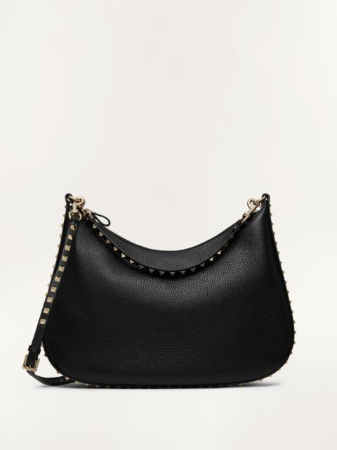 VALENTINO GARAVANI ROCKSTUD HOBO BAG IN GRAINY CALFSKIN