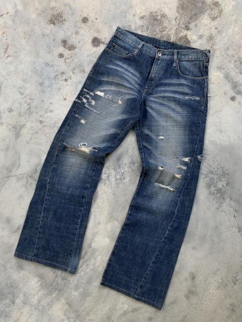 Other Designers Uniqlo Distressed Twisted Flare Jeans