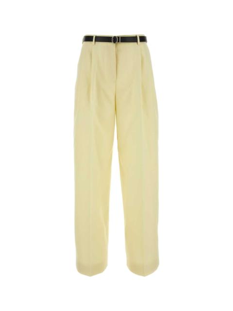 Jil Sander Women Pastel Yellow Gabardine Wide-Leg Pant