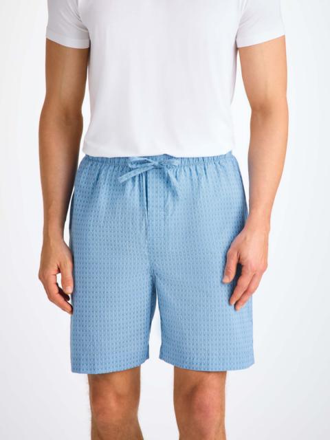 Derek Rose Men's Lounge Shorts Cotton Batiste Blue Jungle Leaf Print