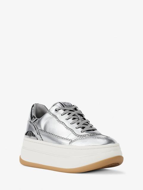 MICHAEL KORS Hayes Embellished Metallic Leather Platform Sneaker