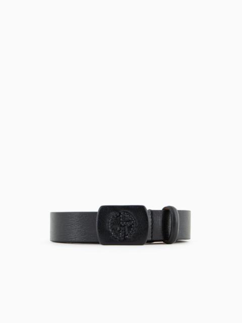 GIORGIO ARMANI Vintage-effect leather belt