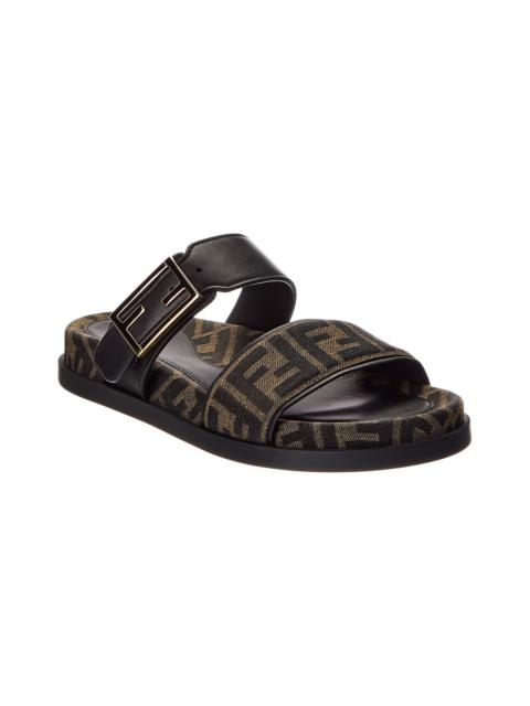 FENDI FENDI Feel FF Jacquard & Leather Sandal