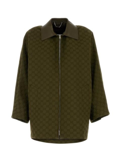 GUCCI Gucci Women Olive Green Gg Fabric Jacket