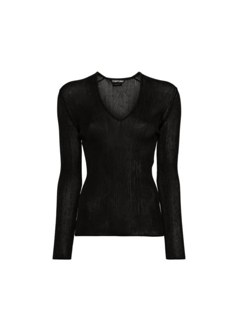 Tom Ford Sheer Fine-Ribbed Top Women