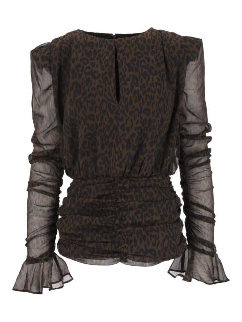 ROTATE Rotate Women Ruched Leopard-Print Mini Dress