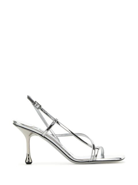 JIMMY CHOO Silver leather Etana 80 sandals
