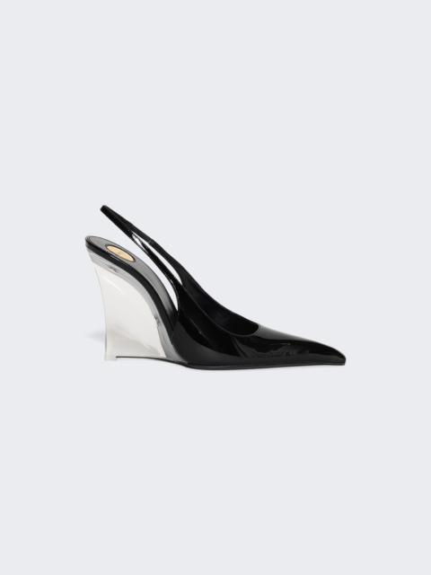 SAINT LAURENT Miller Wedge Pump Glazed Black Leather