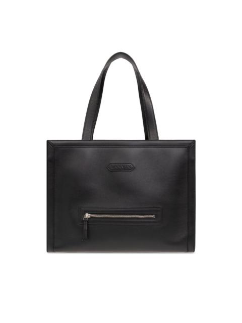 logo-patch leather tote bag