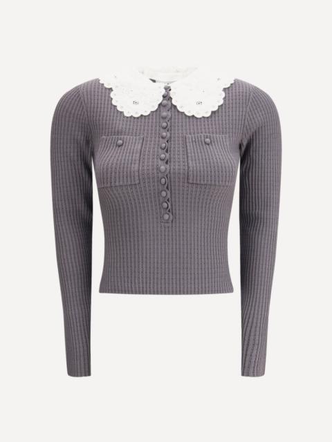 self-portrait Lace collar knit Top