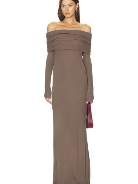 Enza Costa Silk Rib Off Shoulder Fluid Dress