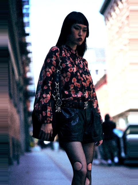 R13 SHRUNKEN BLOUSE WITH PLEATED TUXEDO FRONT