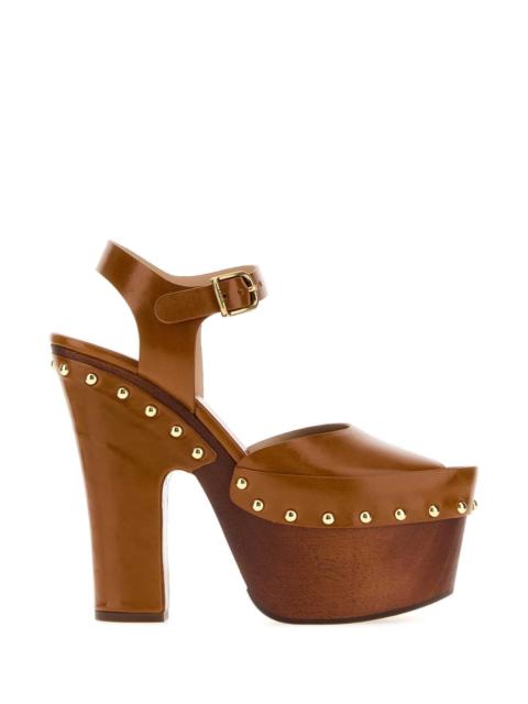 Chloé Chloe Women Caramel Leather Meret Clogs