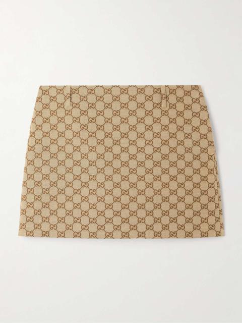 Cotton-blend canvas-jacquard mini skirt