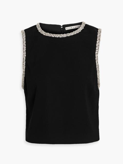 Alice + Olivia Amal crystal-embellished crepe top