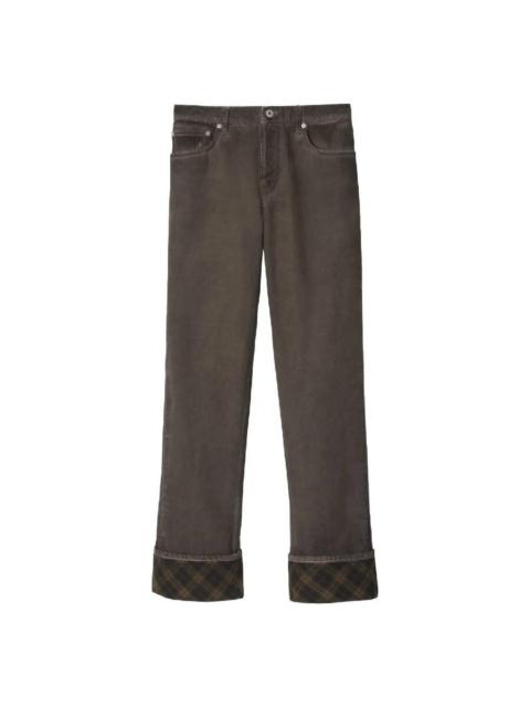 Burberry Burberry Check Pattern Wide Leg Cotton Jeans
