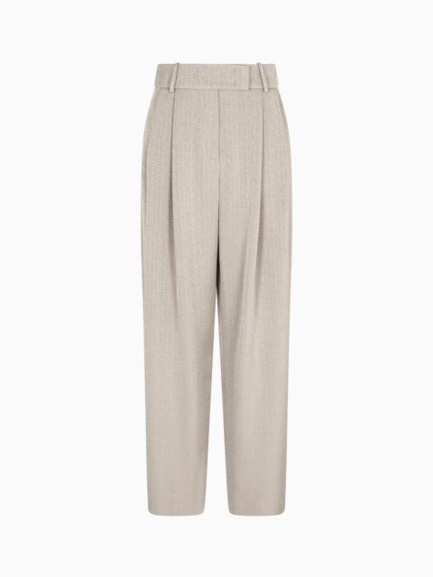 GIORGIO ARMANI VISCOSE, WOOL, SILK JACQUARD SINGLE-PLEAT TROUSERS