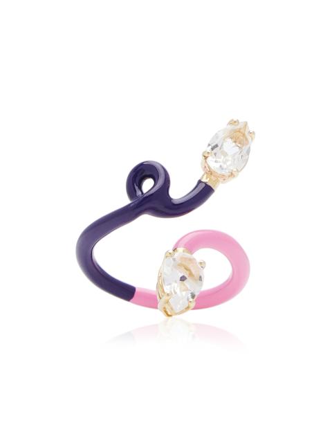 BEA BONGIASCA B 9K Yellow Gold Crystal Enameled Double Vine Ring multi