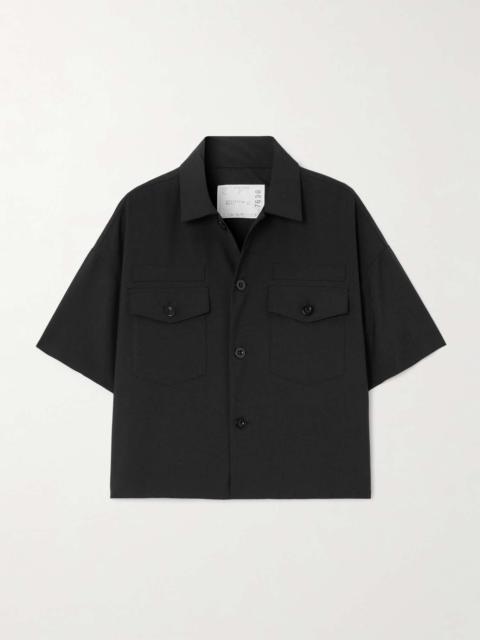Cropped woven shirt Black