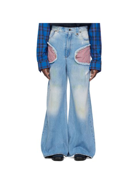 EGONLAB SSENSE Exclusive Blue Openwork Jeans