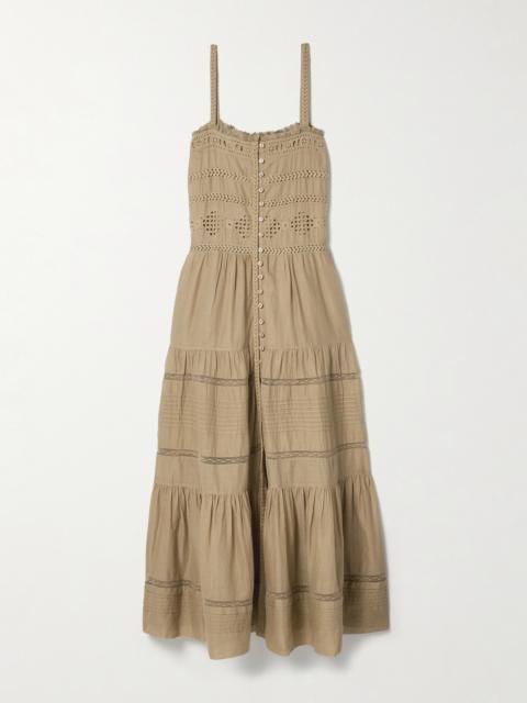 Isabel Marant Étoile Divine Lace-trimmed Broderie Anglaise Cotton-voile Midi Dress