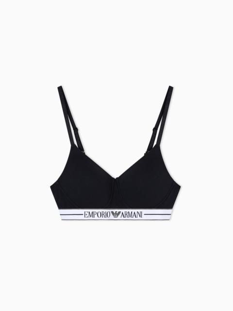 EMPORIO ARMANI ASV ORGANIC-COTTON PADDED BRALETTE WITH LOGO UNDERBAND