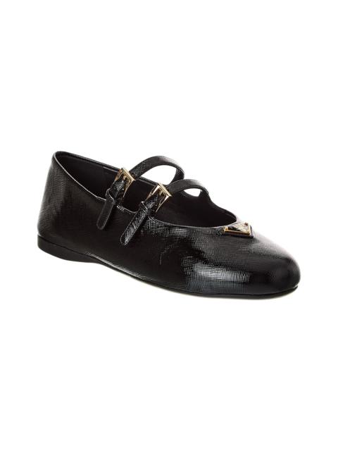 Prada Prada Logo Saffiano Leather Flat