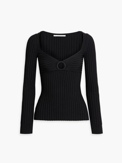 Stella McCartney Ring-embellished ribbed-knit top