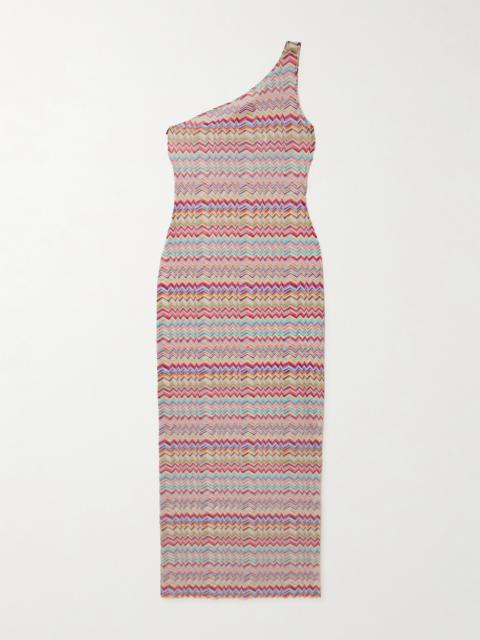 Missoni One-shoulder Striped Stretch-mesh Coverup