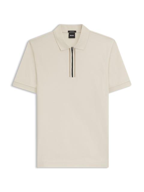 BOSS MERCERIZED COTTON POLO SHIRT WITH CONTRAST ZIP