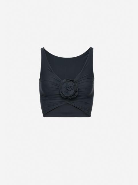 MAGDA BUTRYM Ruched flower swim top in grey