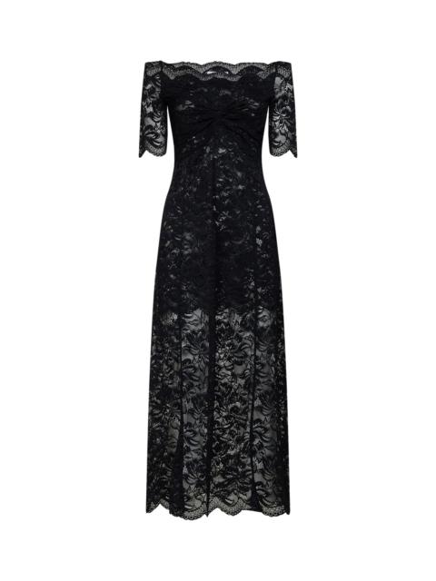 rabanne Rabanne Women Black Layered Stretch Lace Off-The-Shoulder Maxi Dress
