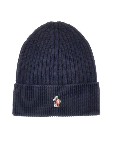 Moncler Grenoble WOOL BEANIE HAT WITH LOGO PATCH