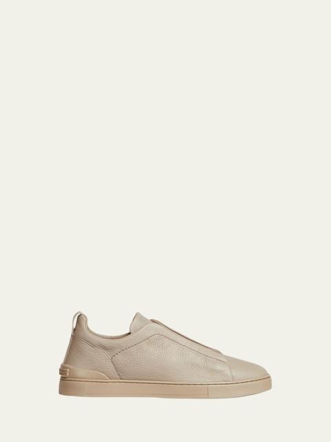 ZEGNA Men's Triple Stitch Deerskin Leather Sneakers