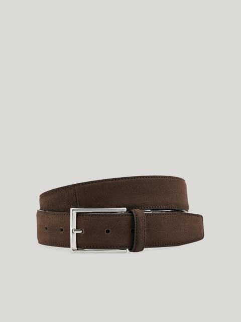 Canali DARK BROWN SUEDE CALFSKIN BELT
