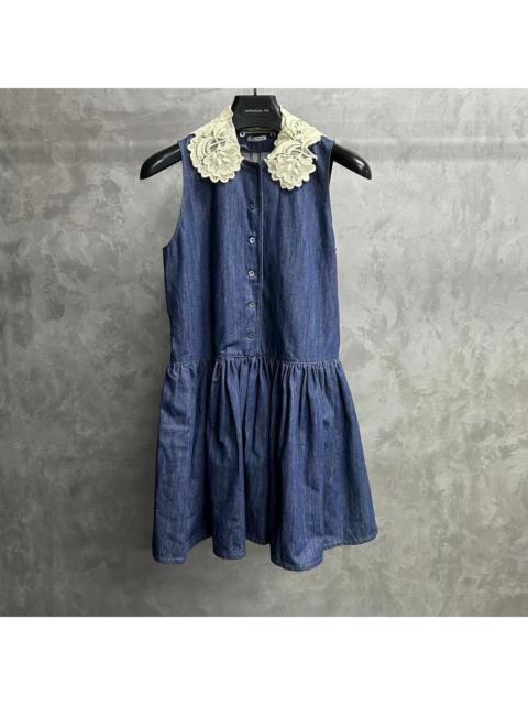 Miu Miu Miu Miu blue denim neckline lace dress