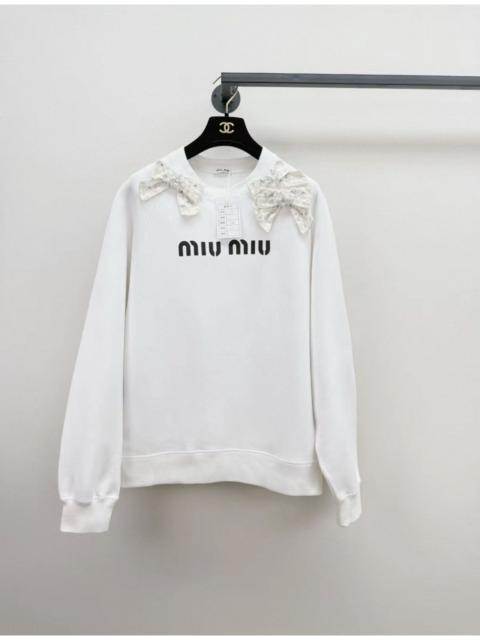 Miu Miu Miu Miu white cotton bow sweatshirt 