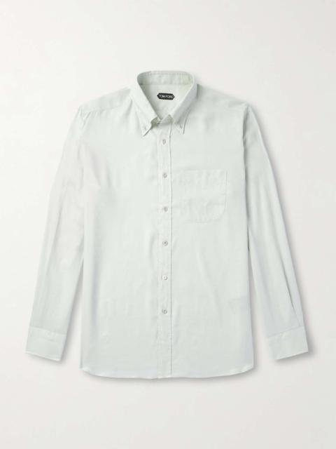 TOM FORD Button-Down Collar Garment-Dyed Lyocell Shirt