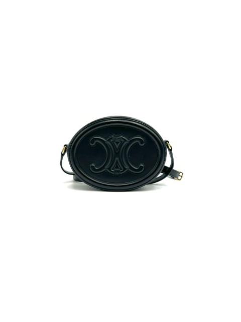 Celine Black Quilt Triomphe Oval Bag Large